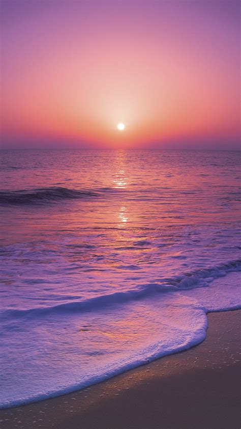 sky wallpaper lockscreen sunset por do sol papel de parede rosa pink purple Beach Sunset ...