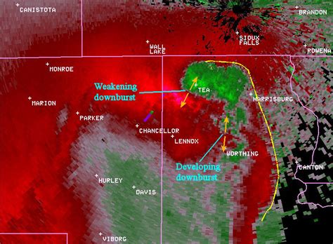 Radar Examination of Downburst Near Tea, South Dakota - August 18, 2006