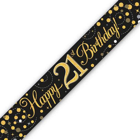 Happy 21st Birthday Black & Gold Banner / 21st Birthday - Etsy