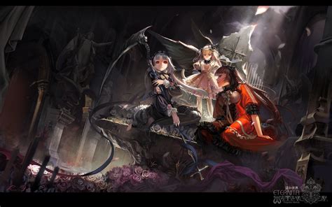 Gray-haired female anime character illustration, RPG, scythe, video games, anime HD wallpaper ...