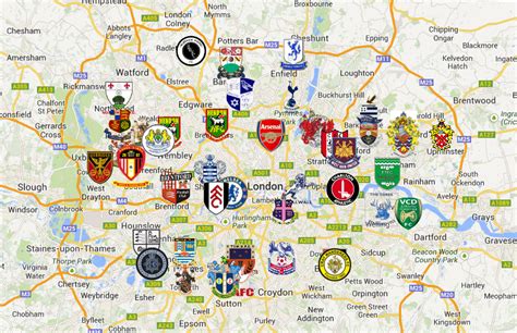 map of all the football teams in London | London football, English football teams, Football club