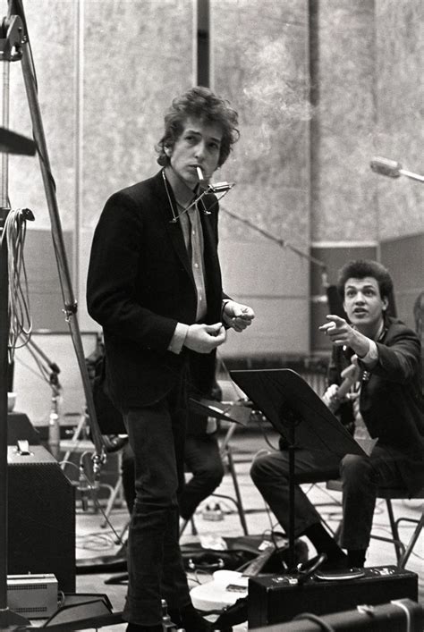 Bob Dylan and Mike Bloomfield taking a break during a studio session for Highway 61 Revisited ...