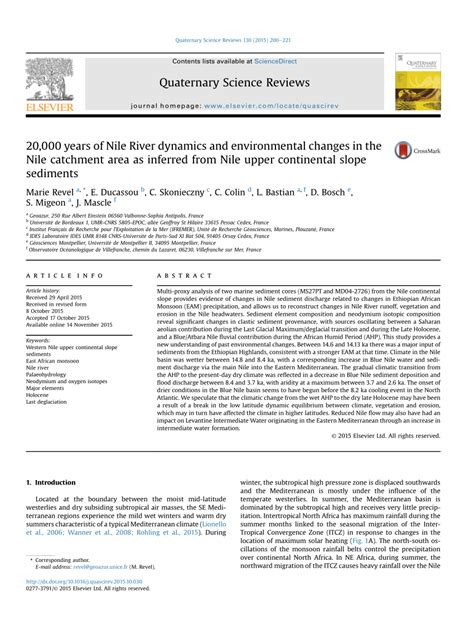 (PDF) 20,000 years of Nile River dynamics and environmental changes in ...