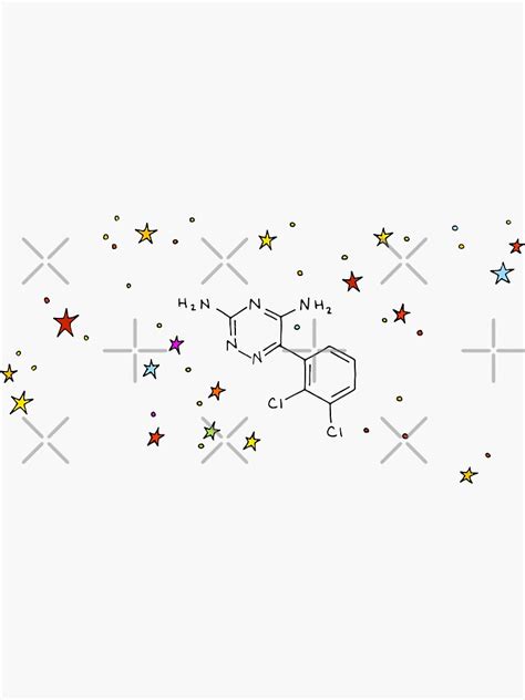 "Lamotrigine (Lamictal) structural formula with rainbow stars" Sticker ...