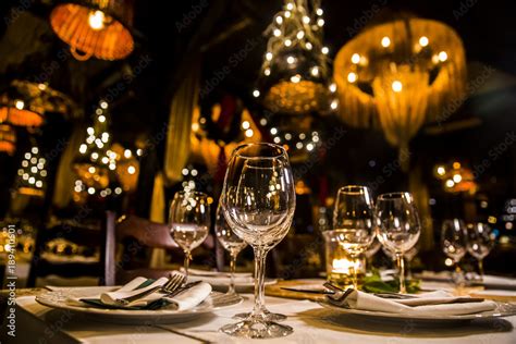 luxury elegant table setting dinner in a restaurant Stock Photo | Adobe ...