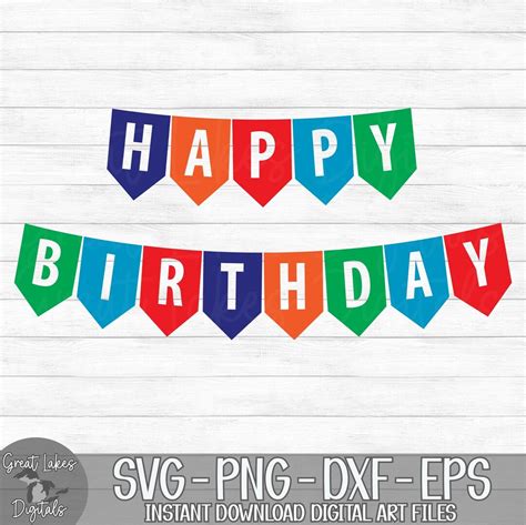 Happy Birthday Banner Instant Digital Download Svg, Png, Dxf, and Eps ...