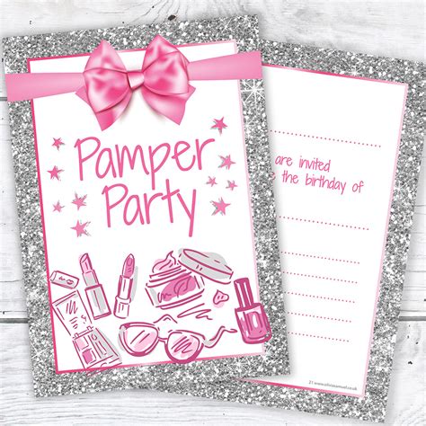 Pamper Party Invites - Girls Birthday - Photo Glitter - A6 Postcards ...