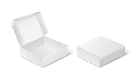 Premium Vector | Two empty closed and open packing boxes, box mockup on white background.