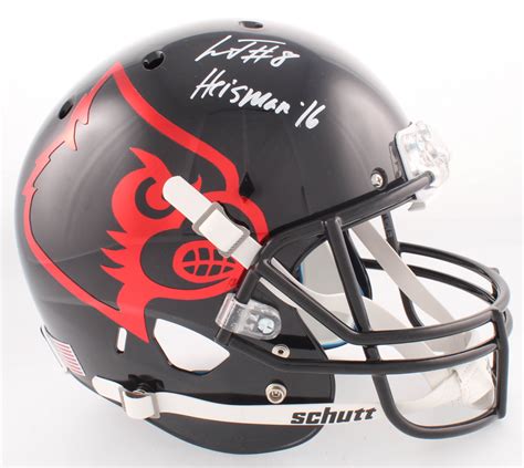 Lamar Jackson Signed Louisville Cardinals Full-Size Custom Matte Black Helmet Inscribed "Heisman ...