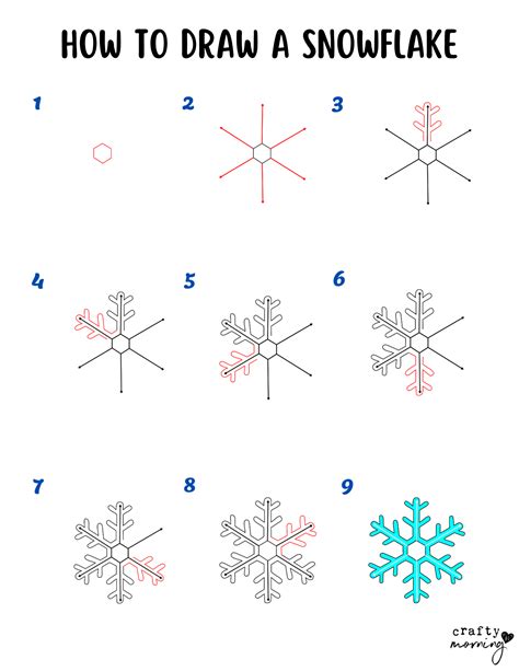 How to Draw a Snowflake (Easy Step by Step) - Crafty Morning