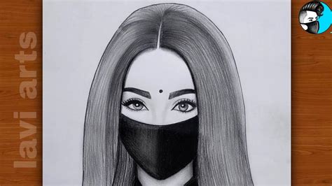 How to draw girl Face with mask (Vey Easy ) | Easy Girl drawing ...