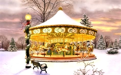 Carousel in Winter - Image Abyss