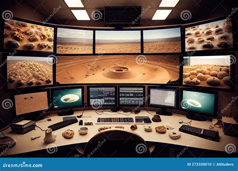 Monitors in Surveillance Room, with Feeds from Different Locations and ...