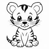 Cute Baby Tiger Coloring Page Outline Sketch Drawing Vector Simple  sketch template