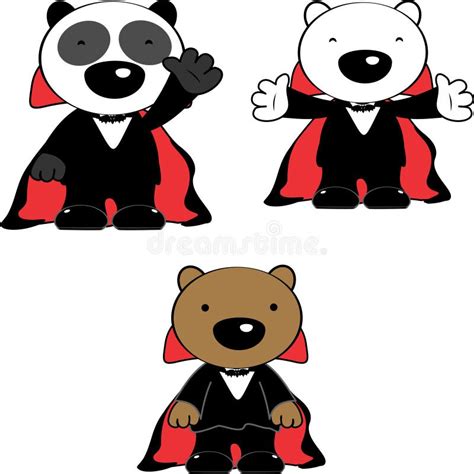 Halloween Dracula Costume Cartoon Bears Set Illustration Stock Vector - Illustration of panda ...