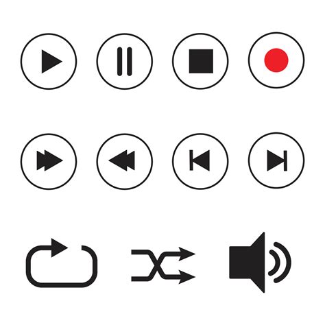 Audio Player Icons Set Vector 5352640 Vector Art at Vecteezy