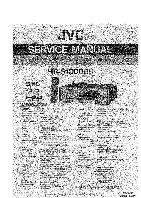 JVC HR-S10000U SM EN Service Manual download, schematics, eeprom, repair info for electronics ...