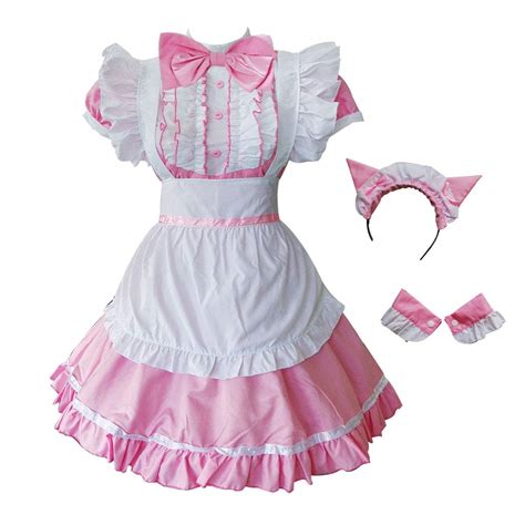 Buy GRAJTCIN Women's Cat Ear French Maid Costume with Apron, Anime Cosplay Fancy Dress for ...