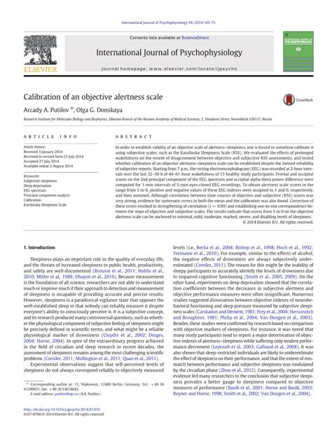 (PDF) Calibration of an objective alertness scale