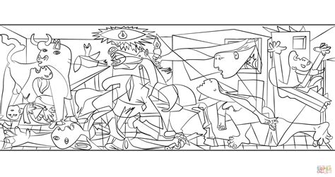 Desenho de Guernica por Pablo Picasso para colorir | Desenhos para colorir e imprimir gratis