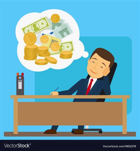 Businessman dreaming about money Royalty Free Vector Image