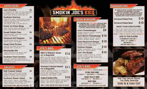 Smokin' Joe's BBQ Menu - Urbanspoon/Zomato