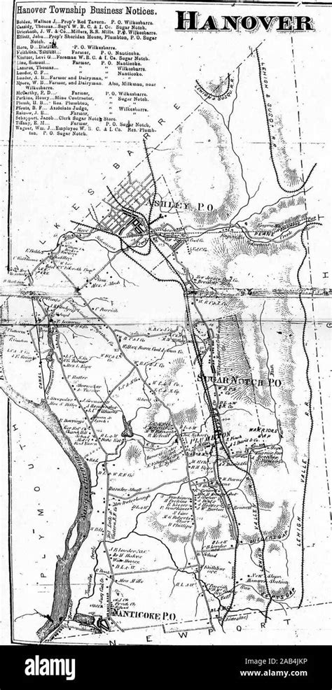 An old map (made in the 1800s) of Hanover Township Stock Photo - Alamy