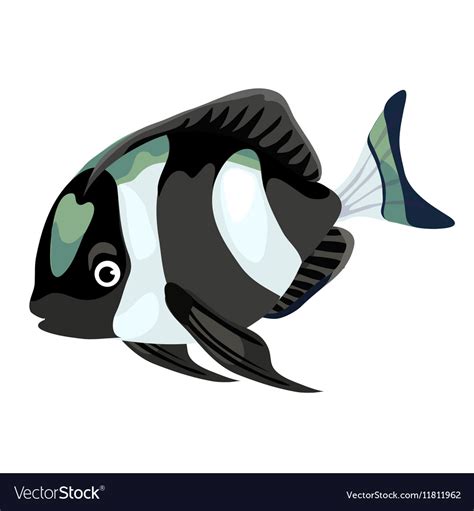 Black and white striped tropical fish isolated Vector Image