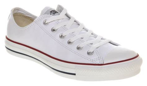 Converse All Star Leather Ox Low White Trainers Shoes