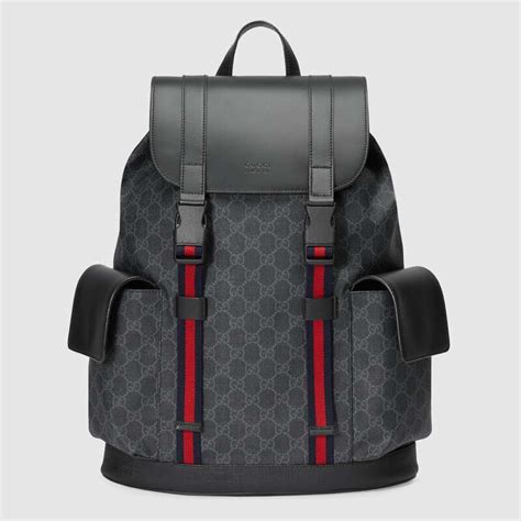 Gucci GG Unisex GG Black Backpack in Black/Grey Soft GG Supreme Canvas - LULUX