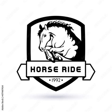 Horse Riding logo. Equestrian sport . Horse show jumping emblem, logo, icon. Black and white ...