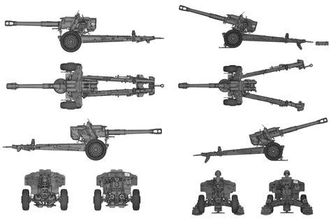 152 mm towed gun-howitzer M1955 (D-20) Blueprint - Download free blueprint for 3D modeling