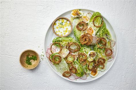 Baby Gem Lettuce, Egg & Crispy Onion Salad — Farm to Fork