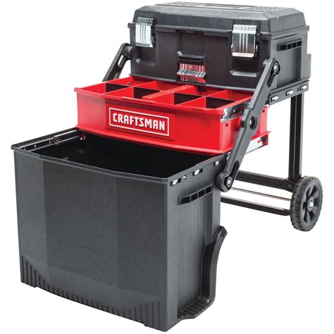 CRAFTSMAN 22-in. Rolling Tool Box with Wheels, Black, Plastic, Lockable (CMST20880) Multi-level ...