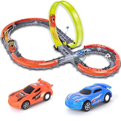 Buy Race Car Track Set, Assembled Car Track Toys with 27 Pcs Building ...