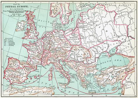 Feudal Europe Map. Drawing by Granger | Pixels