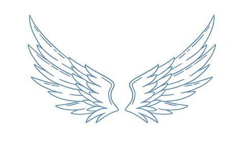 Premium Vector | Pair of monochrome wide open angel wings vector illustration in outline style ...