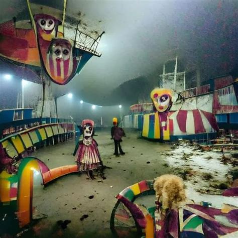 Abandoned carnival on a foggy night : oddlyterrifying