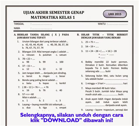 Soal ulangan kelas 1 sd kurikulum 2013 - streamslasopa