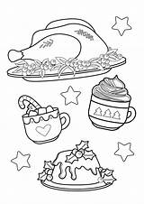 Premium Vector  Christmas Feast Food Coloring Pages A4 For Kids And Adult sketch template