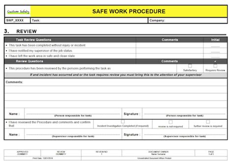 Free Safe Systems Of Work Template - Free Templates Printable