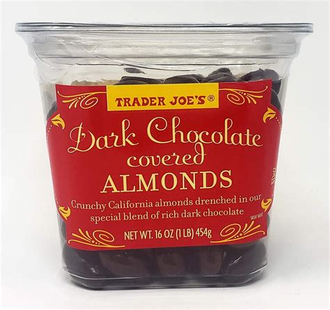 Trader Joe's Dark Chocolate Almonds Crunchy California Almonds Drenched ...