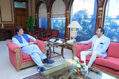 Former Cricketer Wasim Akram Called On PM Imran Khan At PM Office - Cricket Images & Photos