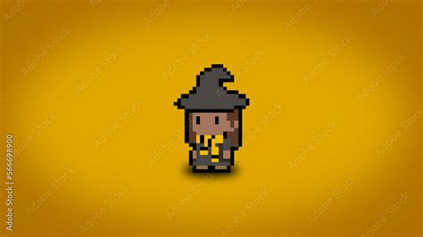 Pixel yellow house wizard wallpaper - high res 8 bit background Stock Illustration | Adobe Stock