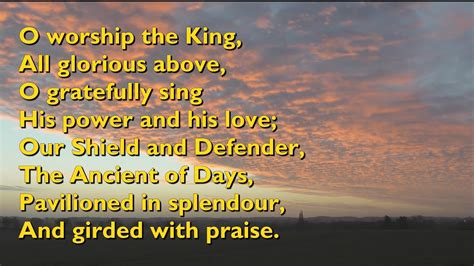 O Worship the King, All Glorious Above (Tune: Hanover - 6vv) [with lyrics for congregations ...