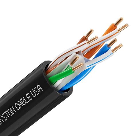 Syston Cable Technology 250 ft. Black CMP Cat 6e 600 MHz 23 AWG Solid Bare Copper Ethernet ...