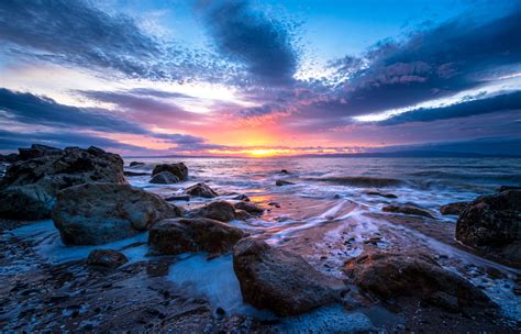 Download Sunset Sky Sea Nature Seashore 4k Ultra HD Wallpaper