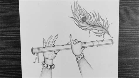 Krishna Flute Drawing Easy // Krishna Janmashtami Pencil Drawing // How ...