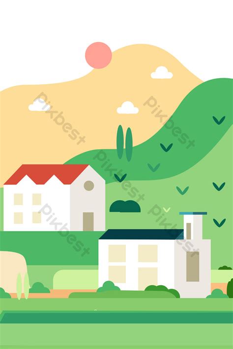 drawing village illustration poster background | Backgrounds PSD Free ...