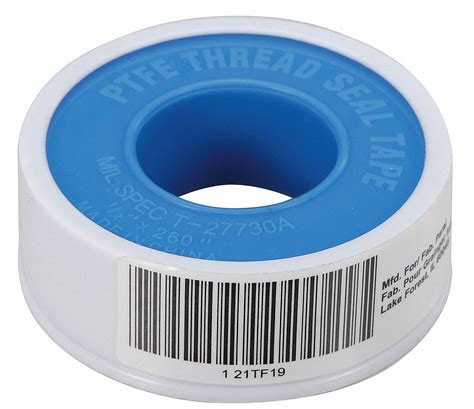 GRAINGER APPROVED 1/2"W PTFE Thread Sealant Tape, White, 260" Length - 21TF19|21TF19 - Grainger